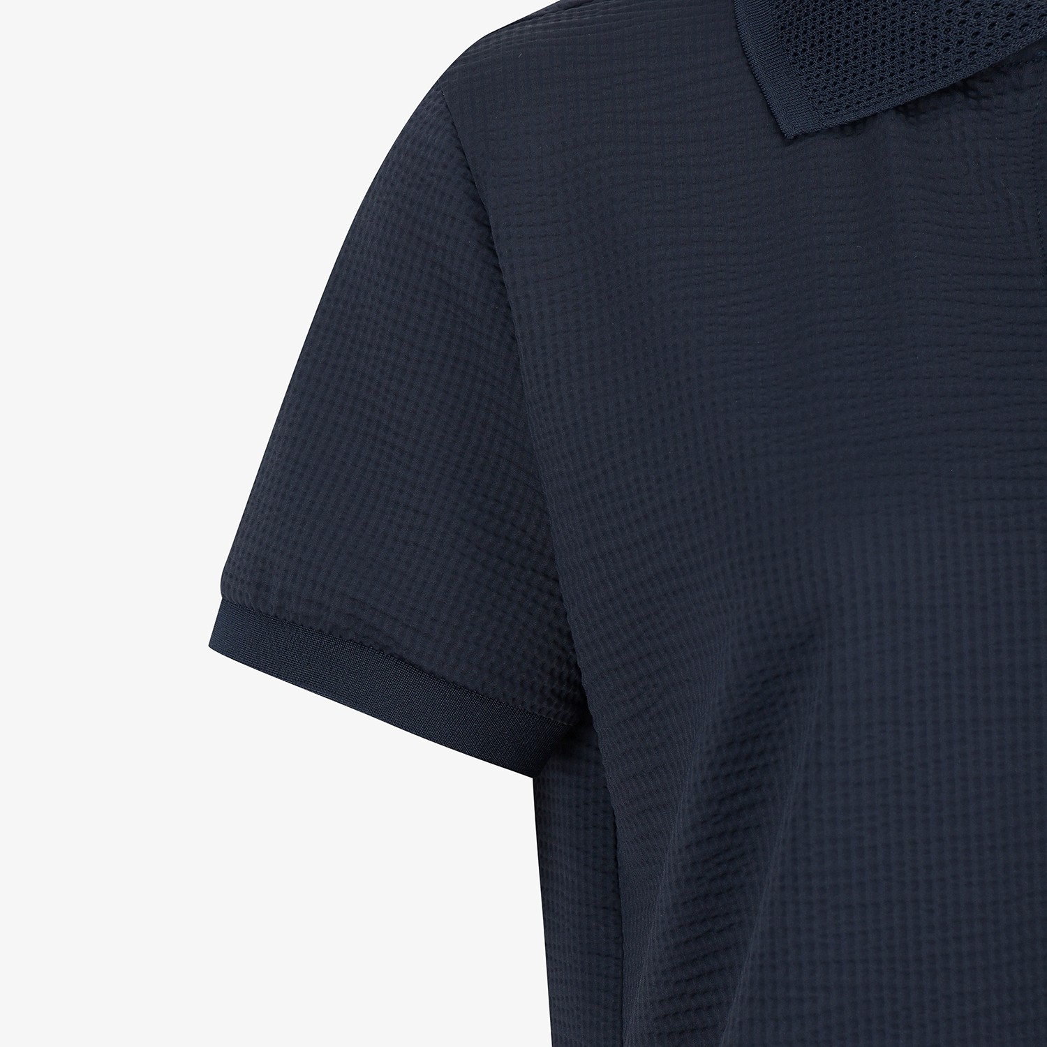 Waffle Texture String Collar T-Shirt_NA