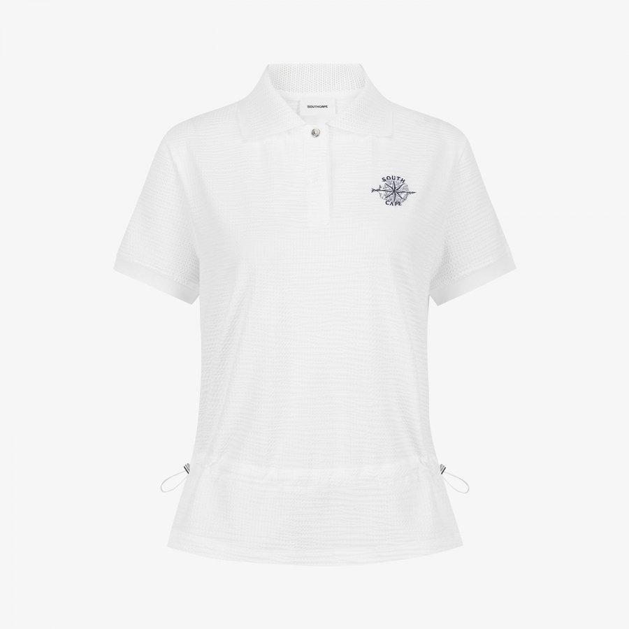 Waffle Texture String Collar T-Shirt_WT