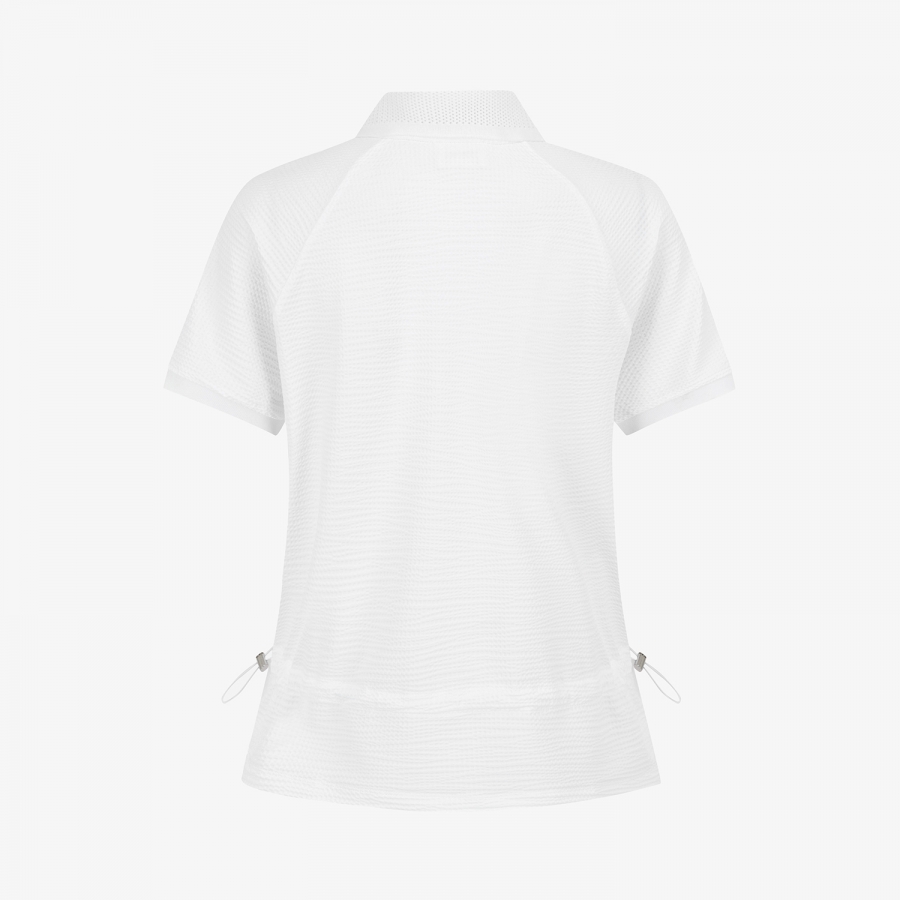 Waffle Texture String Collar T-Shirt_WT