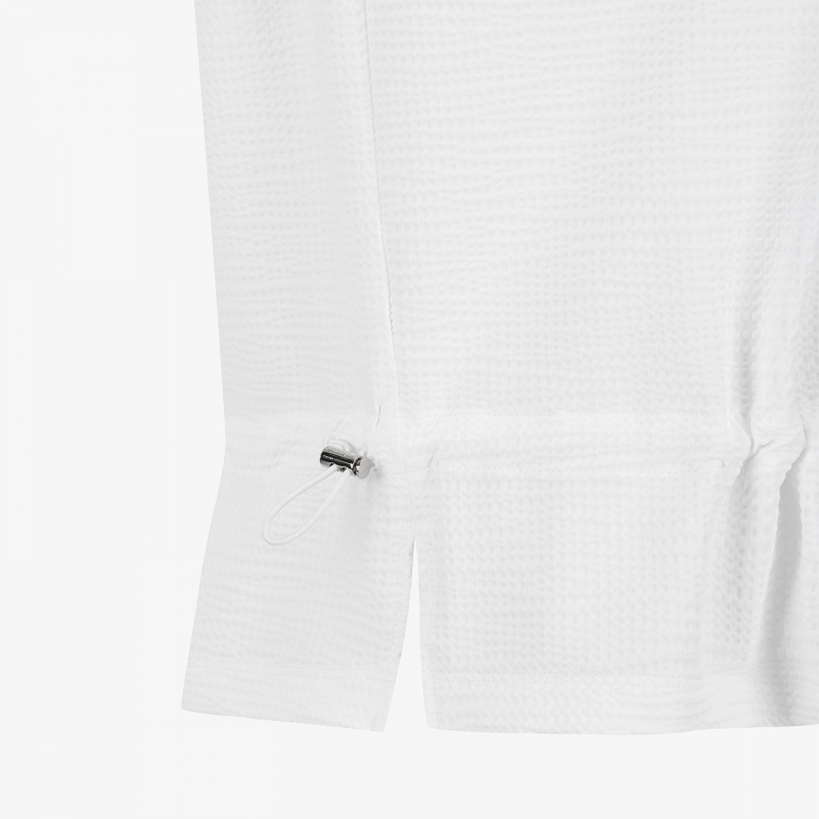 Waffle Texture String Collar T-Shirt_WT