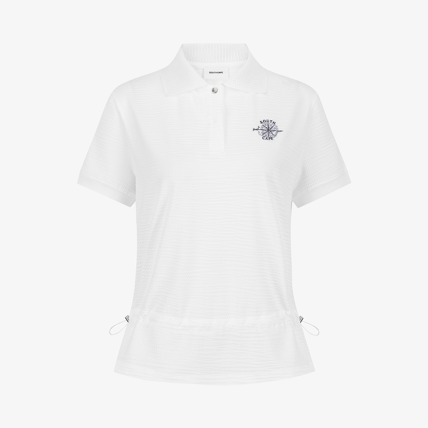 Waffle Texture String Collar T-Shirt_WT