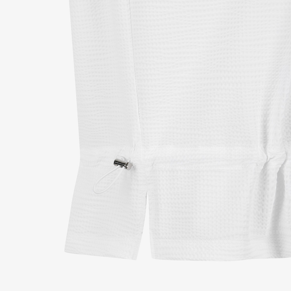 Waffle Texture String Collar T-Shirt_WT