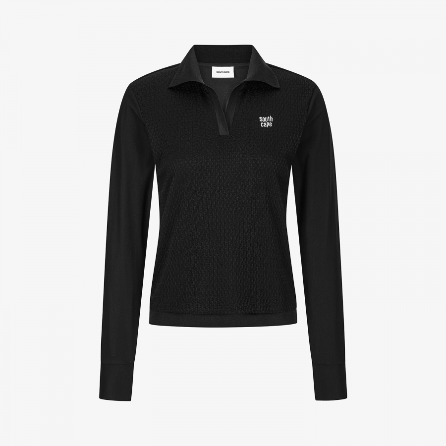 Hybrid Open Collar T-Shirt_BK