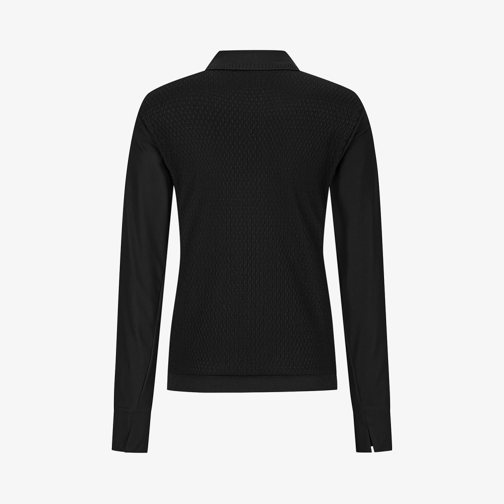 Hybrid Open Collar T-Shirt_BK
