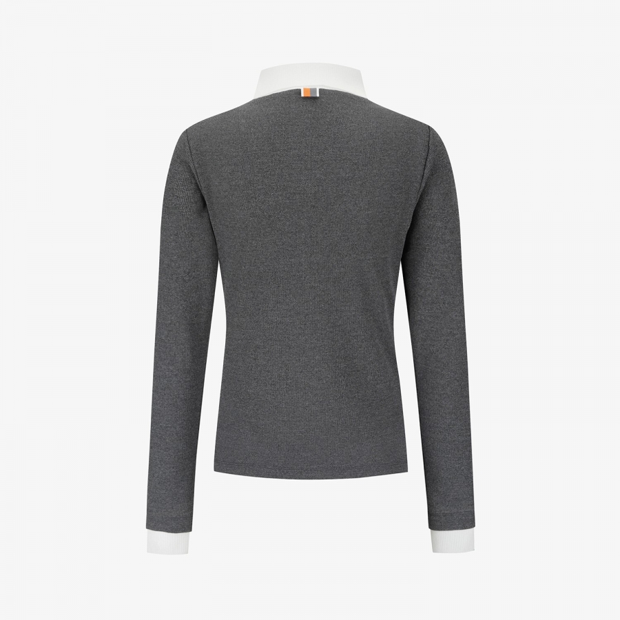 Waffle Knit Contrast Collar Polo T-Shirt_MG