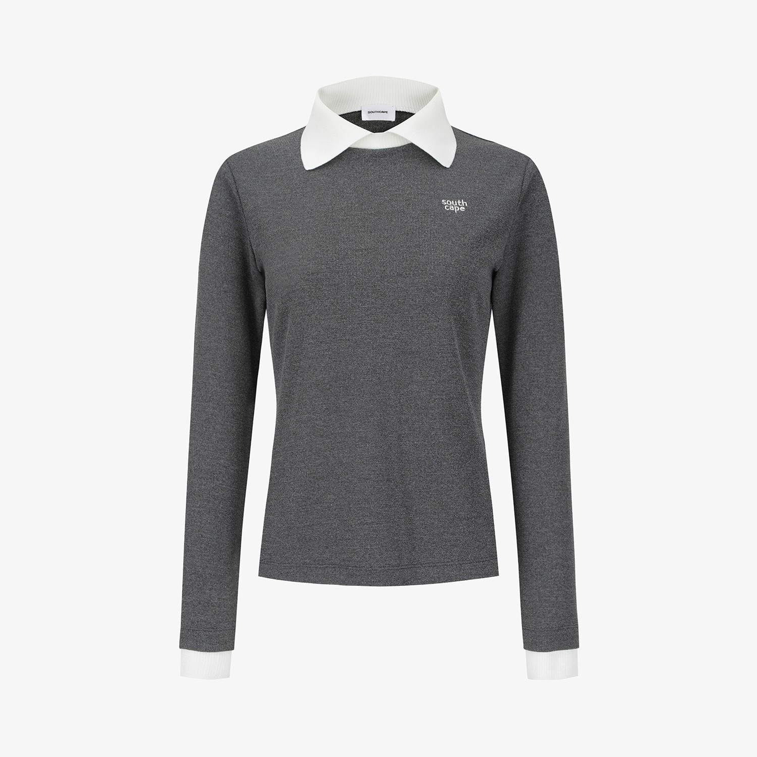 Waffle Knit Contrast Collar Polo T-Shirt_MG