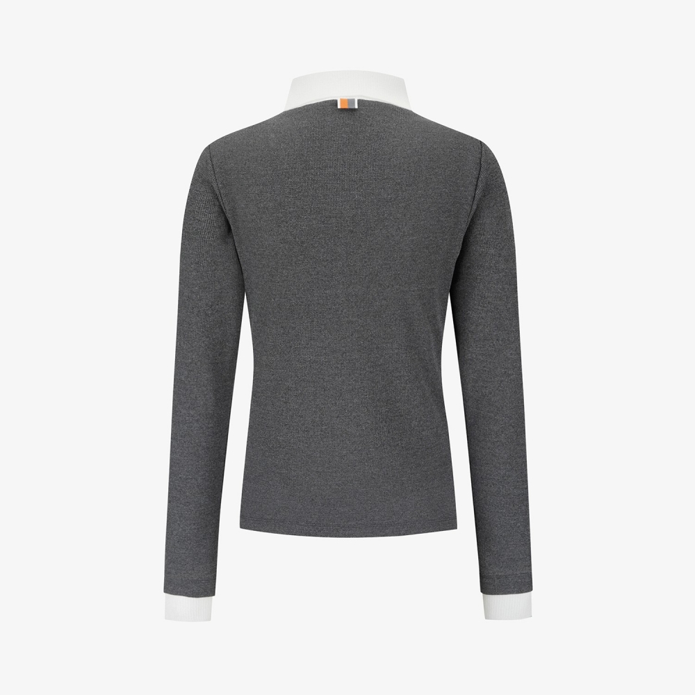 Waffle Knit Contrast Collar Polo T-Shirt_MG