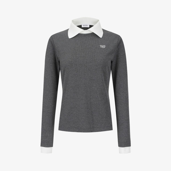 Waffle Knit Contrast Collar Polo T-Shirt_MG