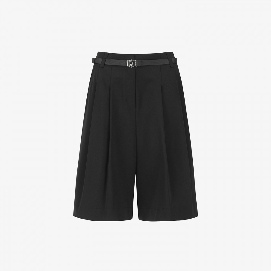 Belt Detail Volume Bermuda Shorts_BK