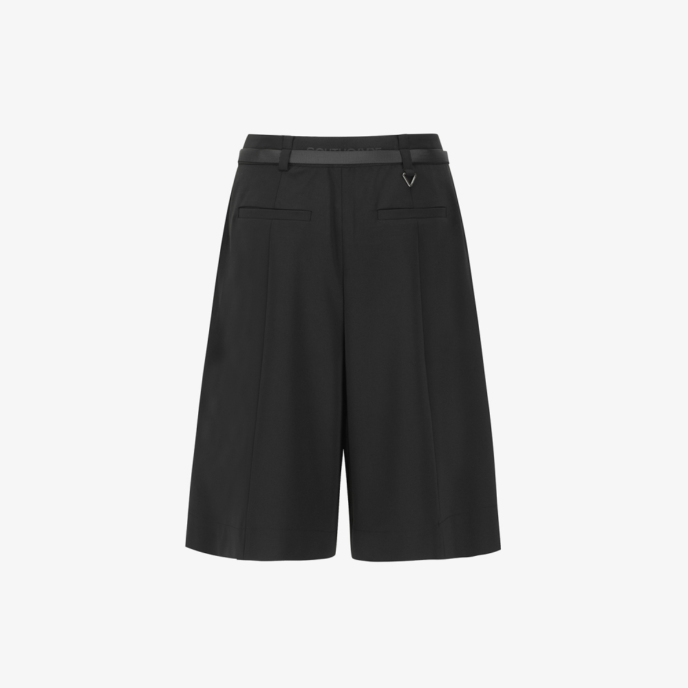 Belt Detail Volume Bermuda Shorts_BK