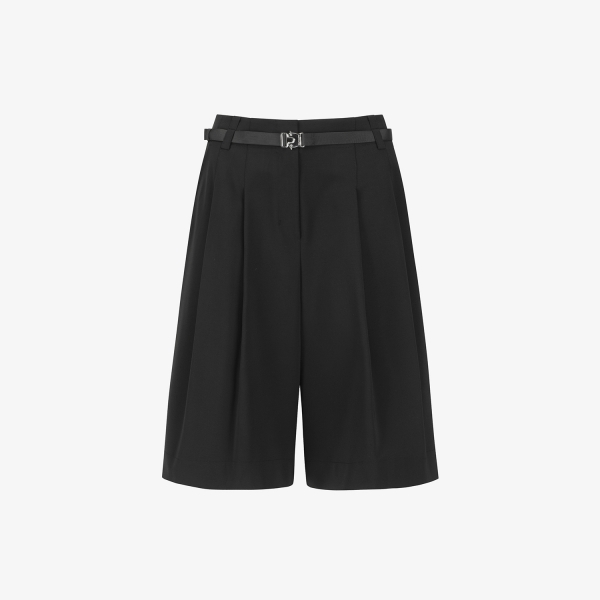 Belt Detail Volume Bermuda Shorts_BK