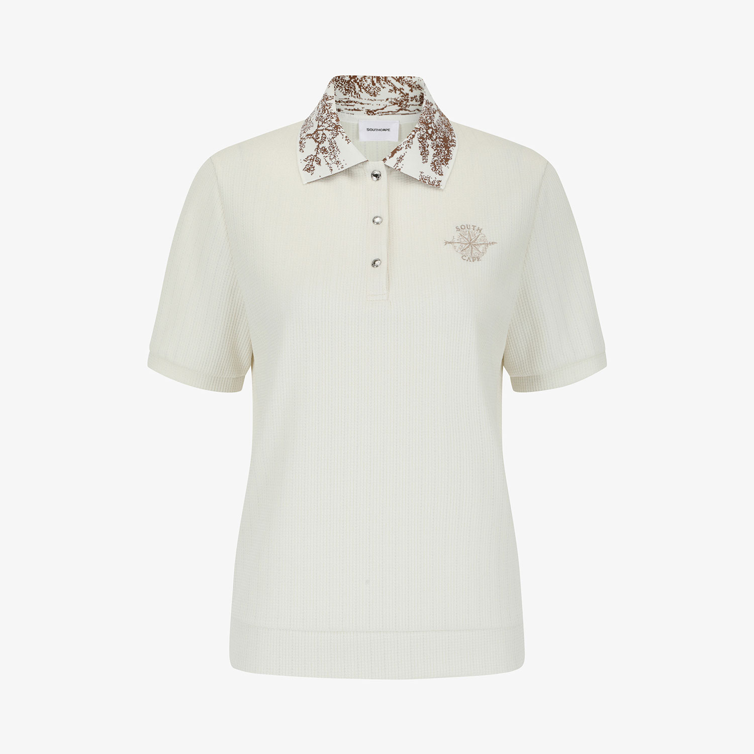 Southcape Women's Jacquard Knit Collar T-Shirt_CR