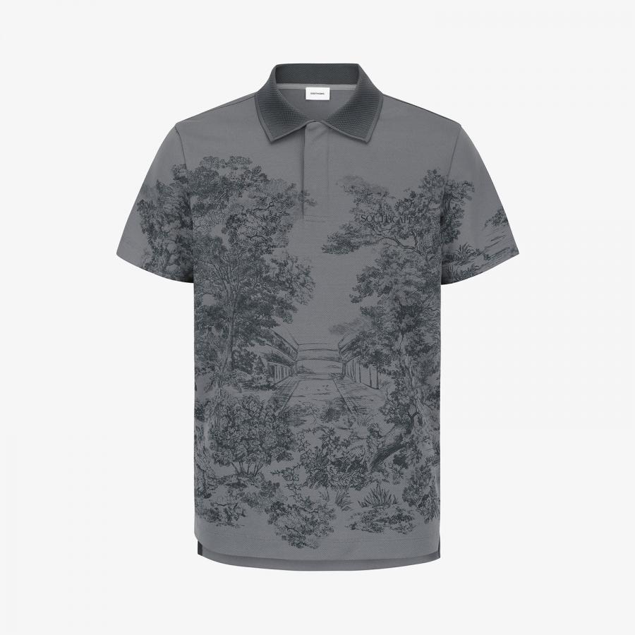 Printed Short-Sleeve Polo Shirt_GY