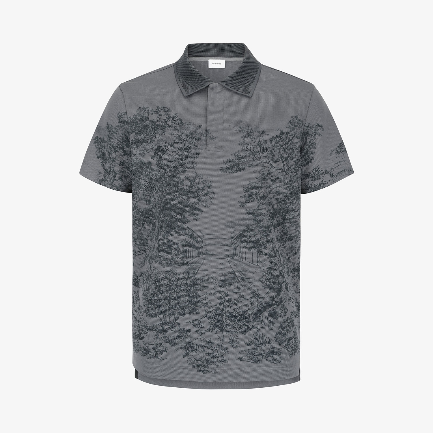 Printed Short-Sleeve Polo Shirt_GY