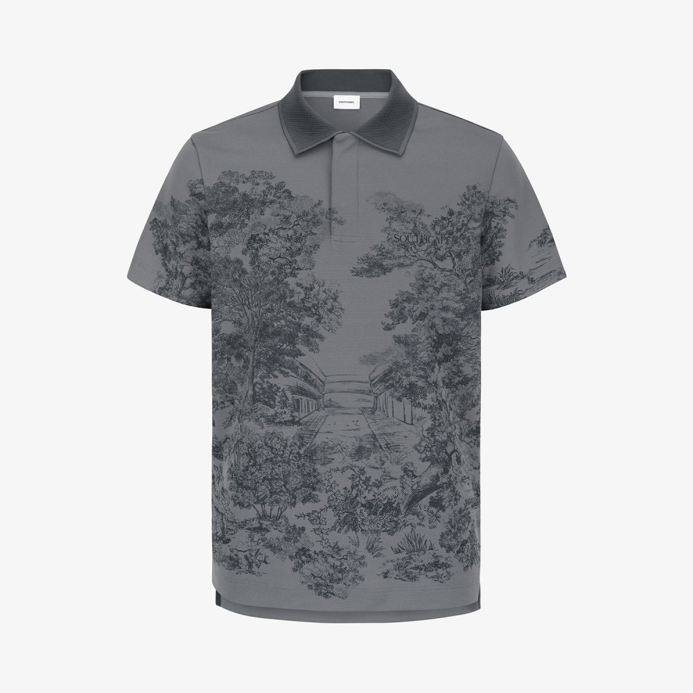 Printed Short-Sleeve Polo Shirt_GY