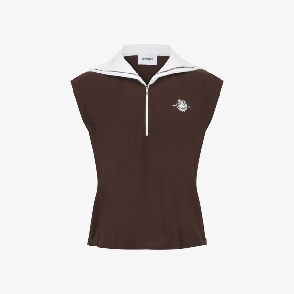 Southcape Women's Sailor Collar Half-Zip Sleeveless Vest_RW