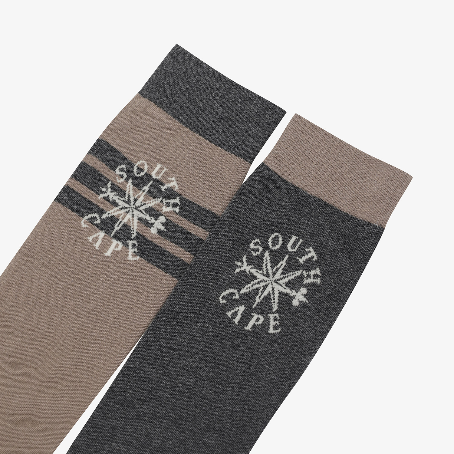 Southcape Women\'s Southcross Unbalanced Stripe Knee Socks_GY