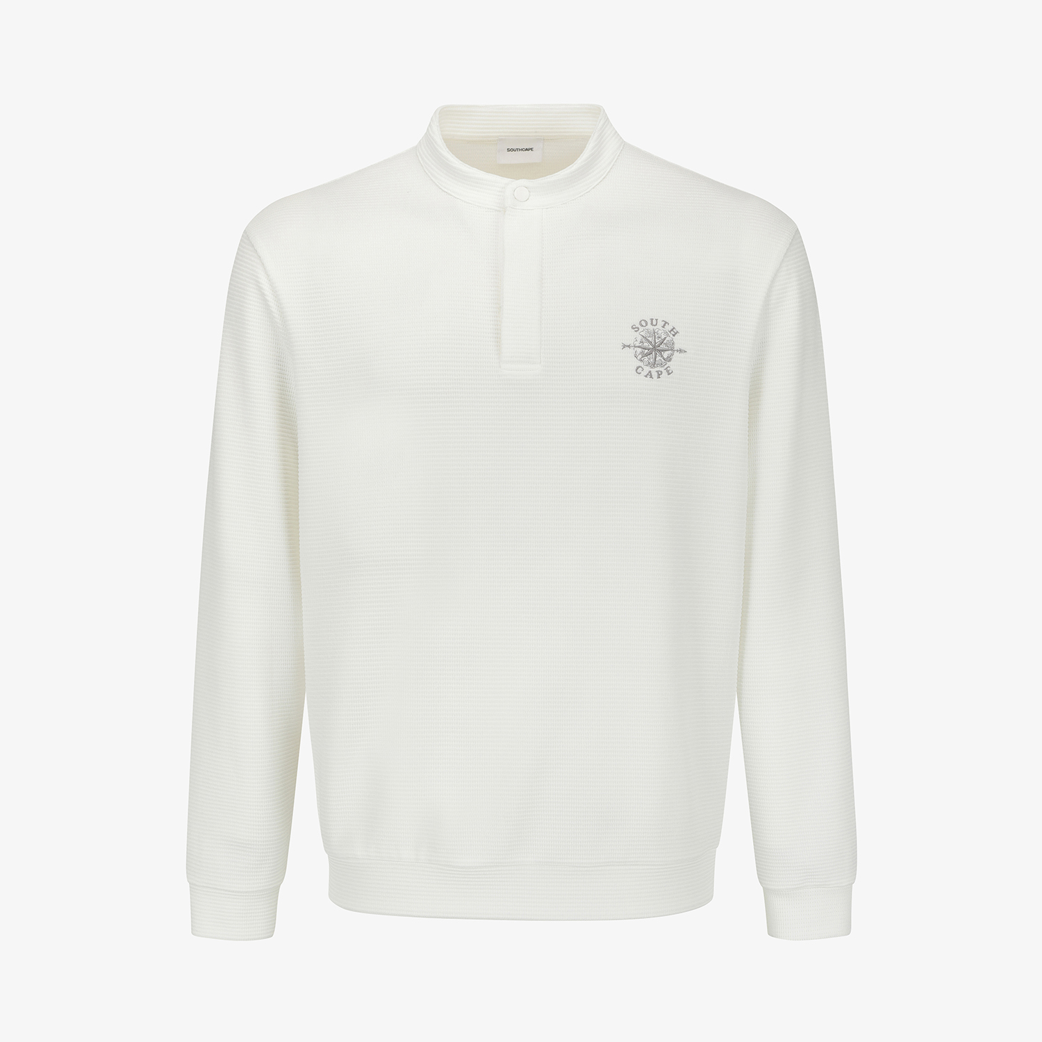 Southcape Men's Waffle Henley Neck Long Sleeve T-Shirt_WT