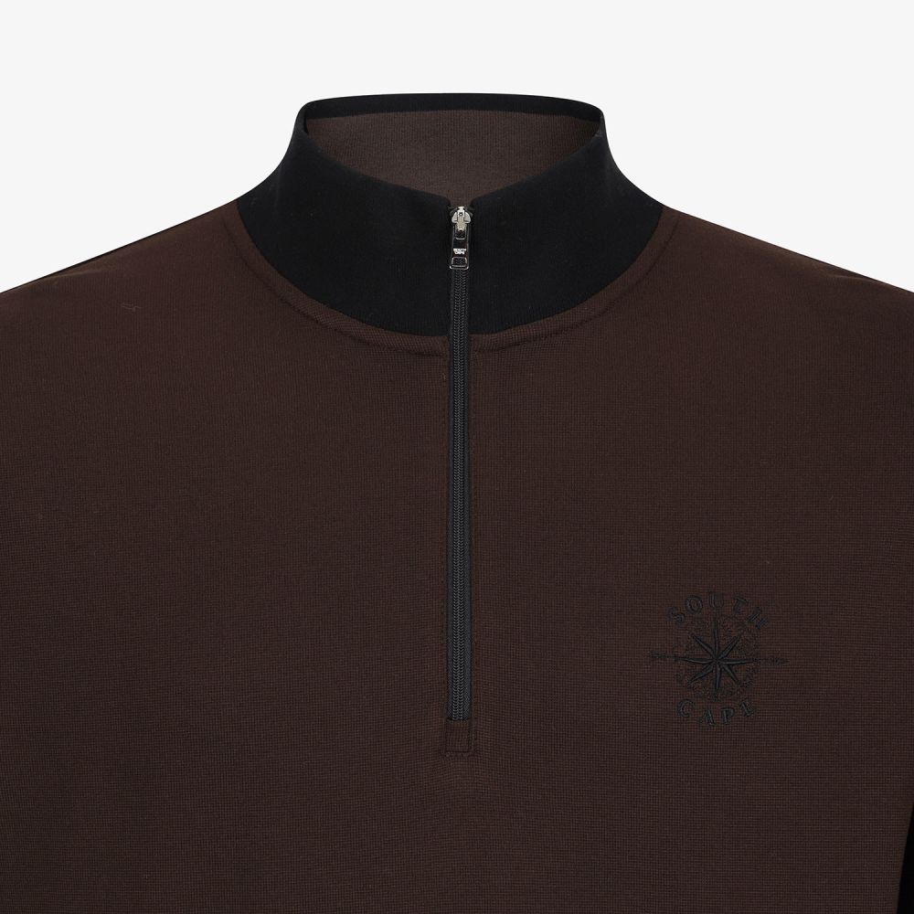 Southcape Men\'s Contrast Collar Half-Zip T-Shirt_BR