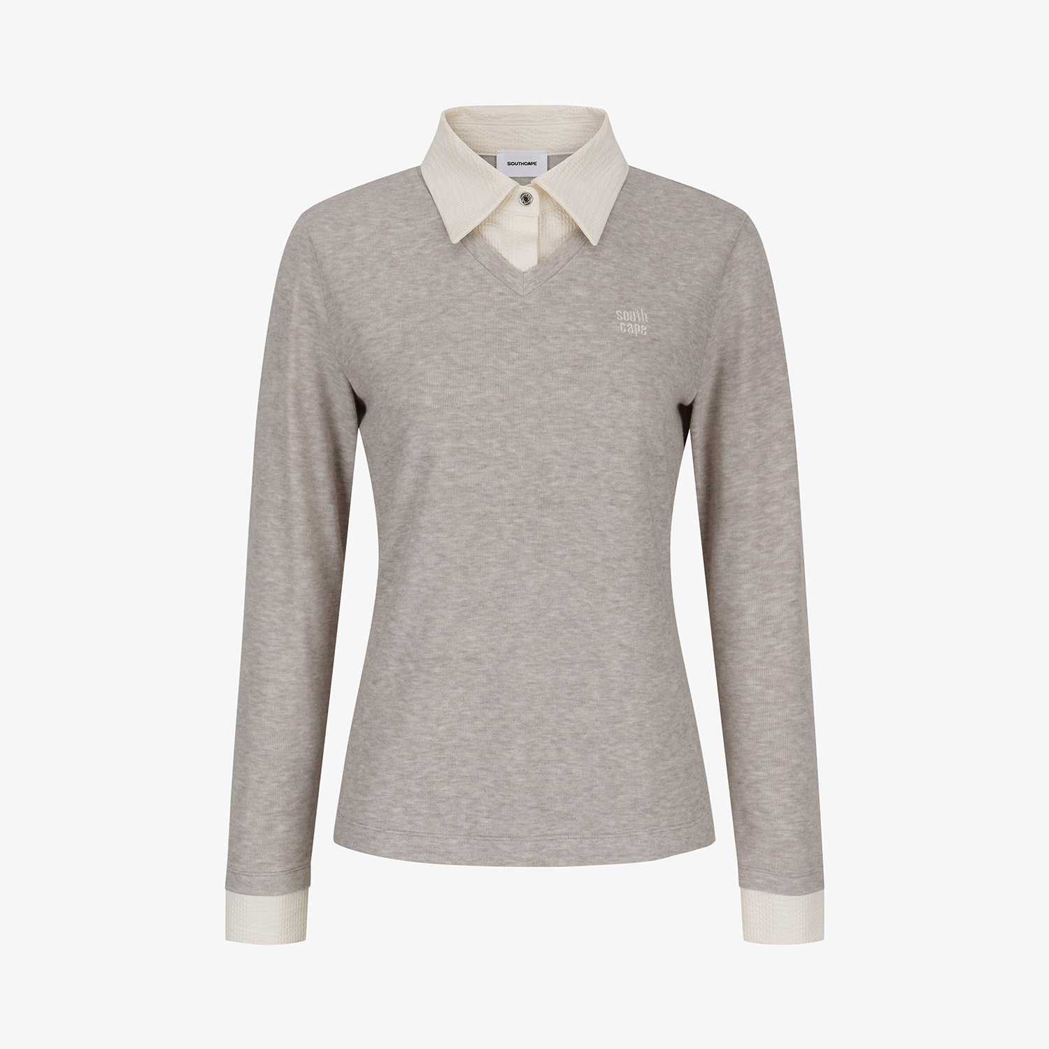 Southcape Women's V-Neck Layered Collar T-Shirt_GB