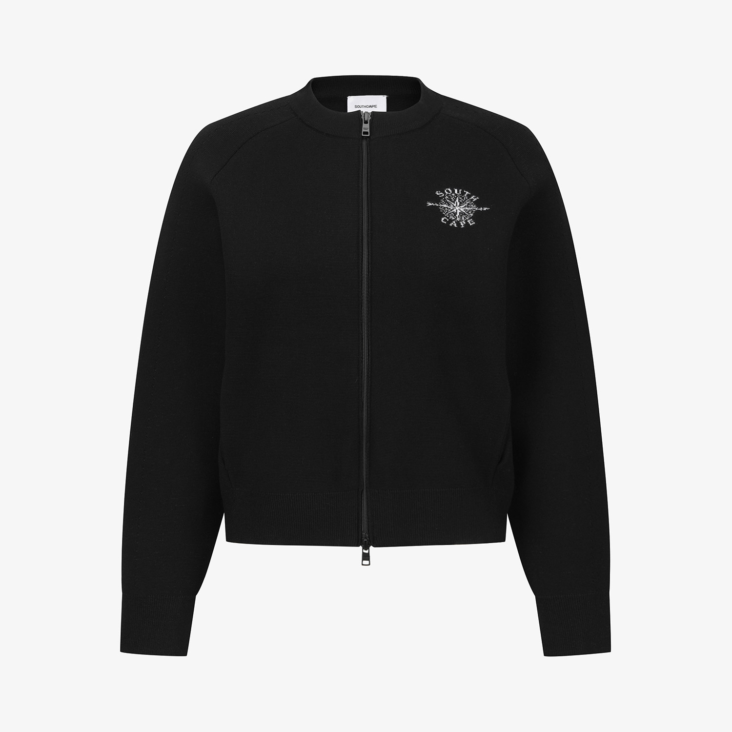 Southcape Women's Round Neck Knit Zip-Up_BK