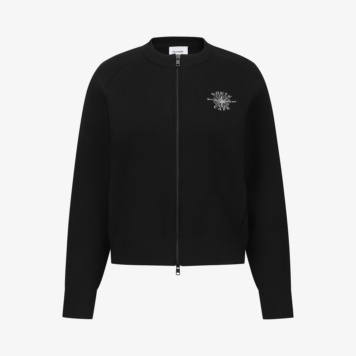 Southcape Women's Round Neck Knit Zip-Up_BK