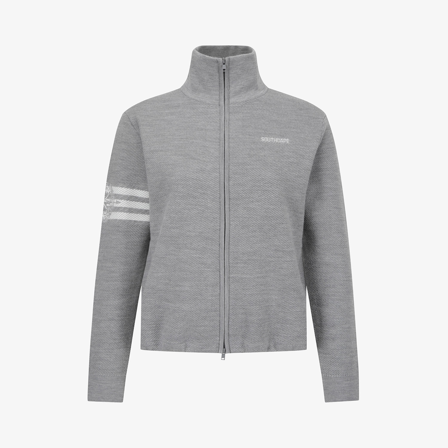 Southcape Women's Stripe High-Neck Knit Zip-Up_GY