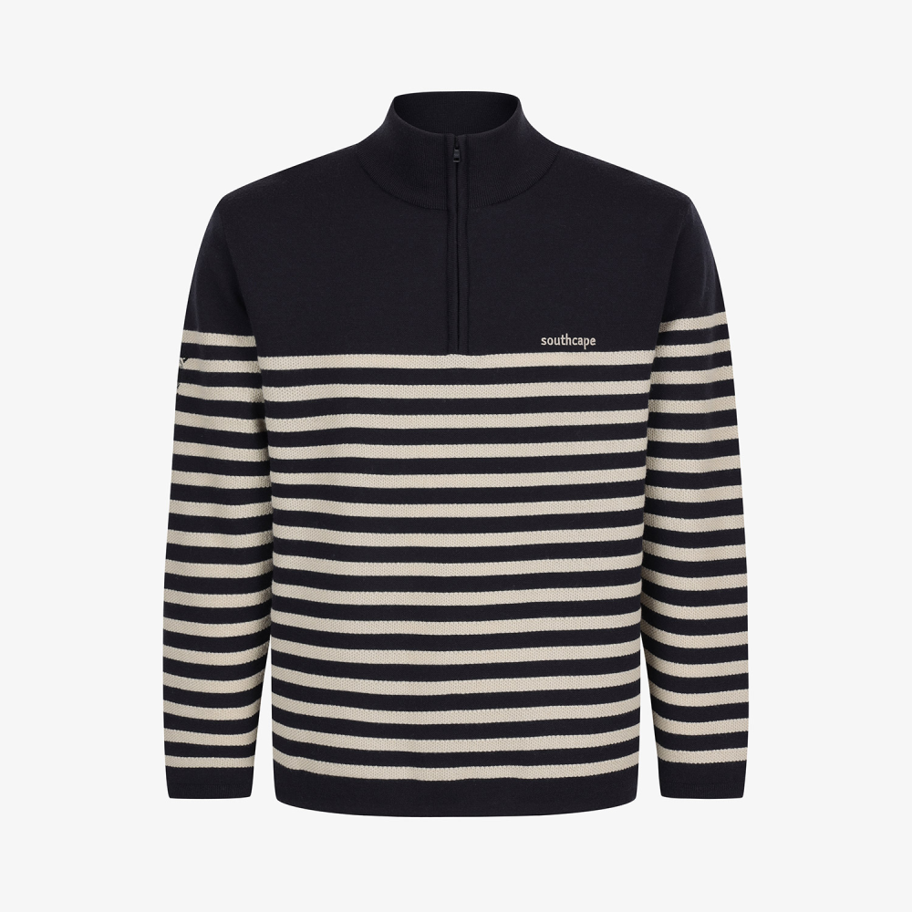 Southcape Men\'s High-Neck Half-Zip Stripe Knit_NA