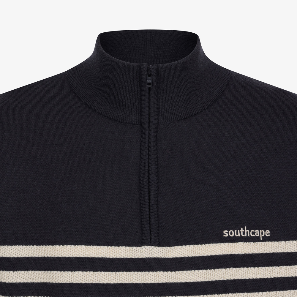 Southcape Men\'s High-Neck Half-Zip Stripe Knit_NA