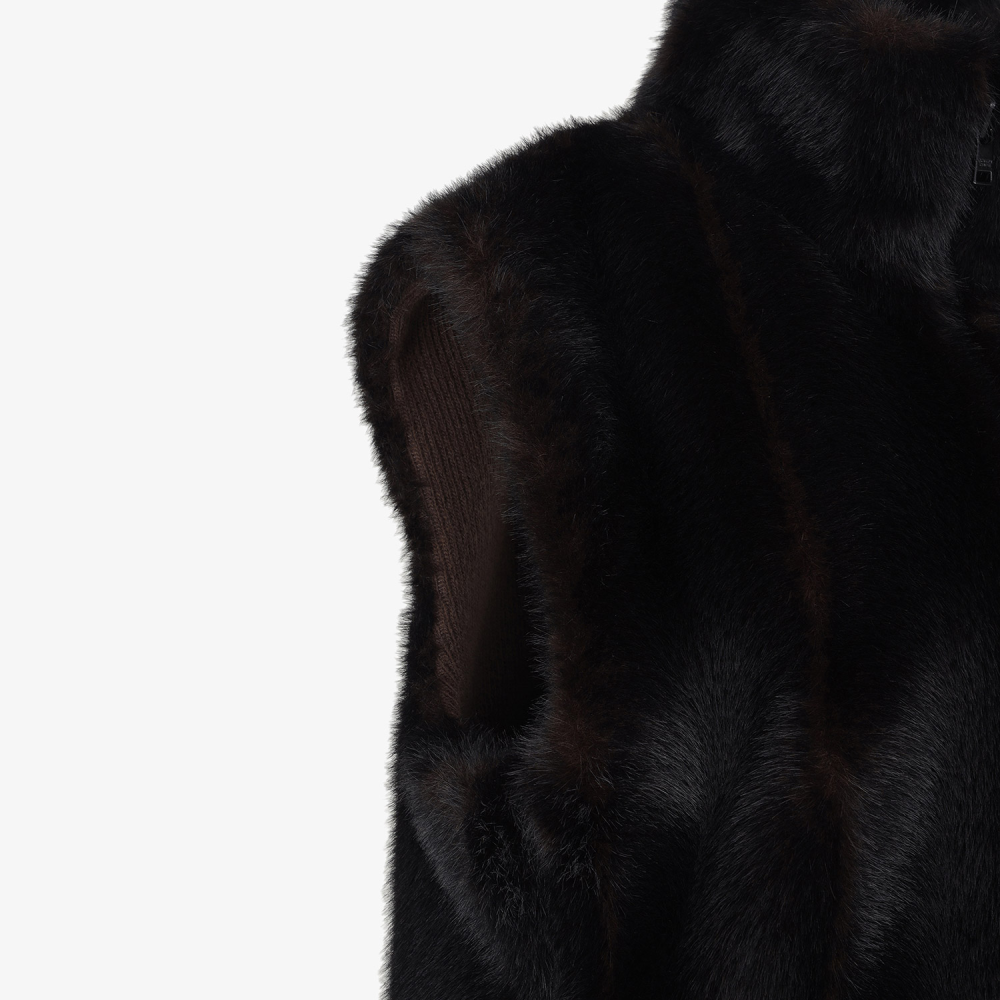 Southcape Women\'s Reversible High-Neck Fur Vest_DW