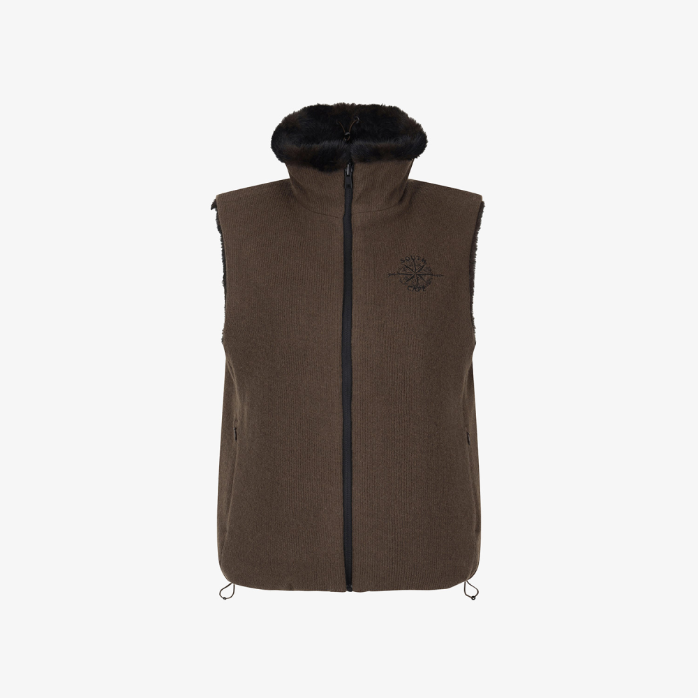 Southcape Women\'s Reversible High-Neck Fur Vest_DW
