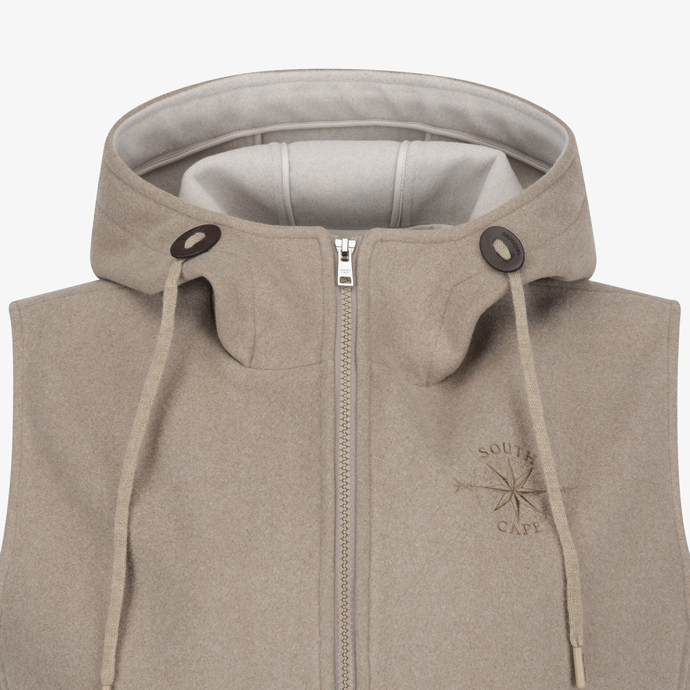 Southcape Women\'s Hooded String Zip-Up Vest_SE